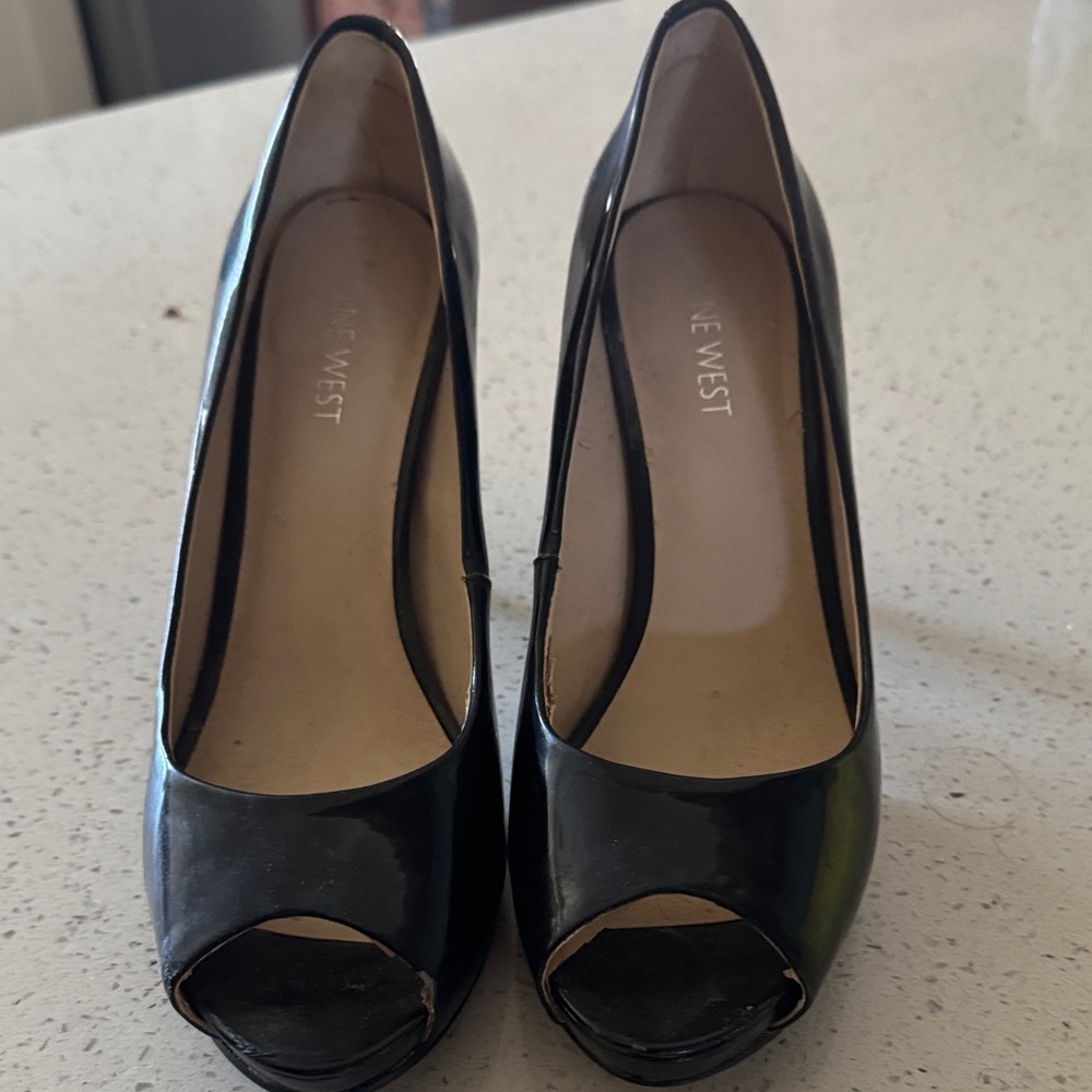 Nine West Classic Black Peep Toe Heels